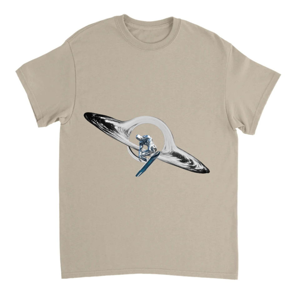 Starlit Rider – Futuristic Silver Surfer Graphic Tee Crafted in Premium Heavyweight Cotton